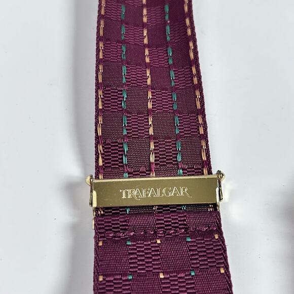 Trafalgar Suspenders Maroon Gold Grosgrain Lightweight Brass Made in England - Picture 4 of 8